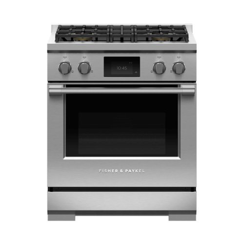 

Fisher & Paykel - Professional 4 Cu. Ft. Freestanding Dual Fuel True Convection Range with Self-Cleaning - Stainless Steel/Black Glass