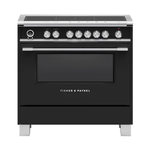 Front. Fisher & Paykel - Classic Series 4.9 Cu. Ft. Freestanding Electric Induction Convection Range with Self-Cleaning - Black.