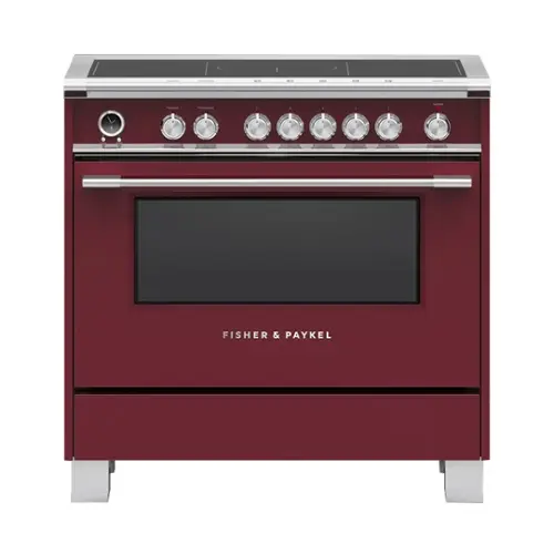 Front. Fisher & Paykel - Classic Series 4.9 Cu. Ft. Freestanding Electric Induction Convection Range with Self-Cleaning - Red.