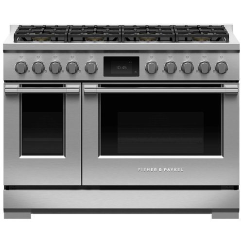 Fisher & Paykel - Professional 6.9 Cu. Ft. Freestanding Double Oven Dual Fuel True Convection Range with Self-Cleaning - Stainless Steel/Black Glass
