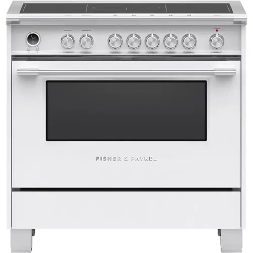 Front. Fisher & Paykel - Classic Series 4.9 Cu. Ft. Freestanding Electric Induction Convection Range with Self-Cleaning - White.