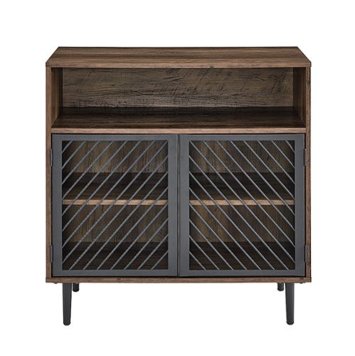 Walker Edison - Keegan Modern MDF/Powder-Coated Steel/Laminate Accent Storage Cabinet - Rustic Oak