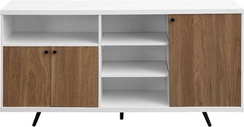 Walker Edison - MDF 6-Shelf Sideboard - Solid White/English Oak
