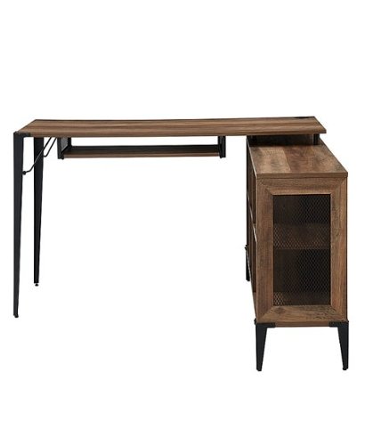 Walker Edison - L-Shaped Wood Corner Bookcase Computer Desk - Rustic Oak