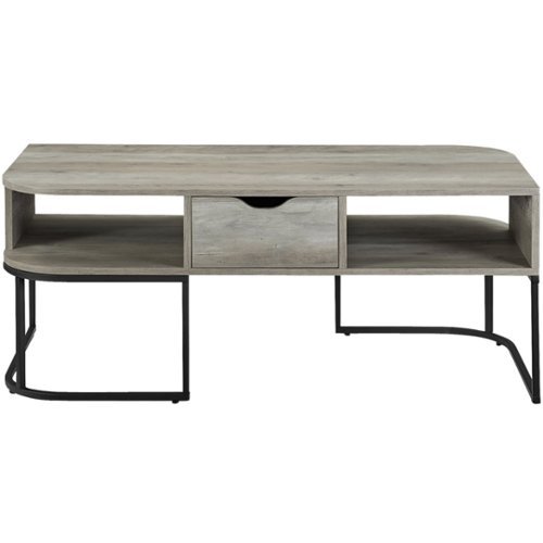 Walker Edison - Curved MDF 1-Drawer Coffee Table - Gray Wash