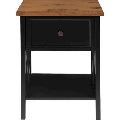 Walker Edison - Rectangular Solid Pine Wood 1-Drawer Side Table - Reclaimed Barnwood
