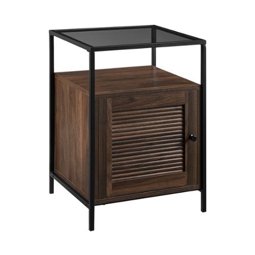 Walker Edison - Rectangular Modern MDF/Tempered Glass Side Table - Dark Walnut