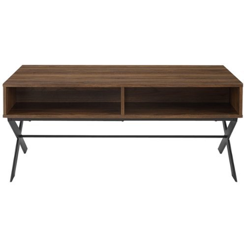 Walker Edison - Metal and Wood Modern MDF/Durable Laminate Coffee Table - Dark Walnut