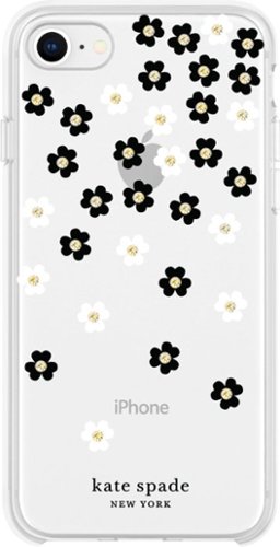 kate spade new york - Protective Hardshell Case for Apple® iPhone® 6, 6s, 7, 8 and SE (2nd generation) - Scattered Flowers Black/White/Gold Gems/Clear
