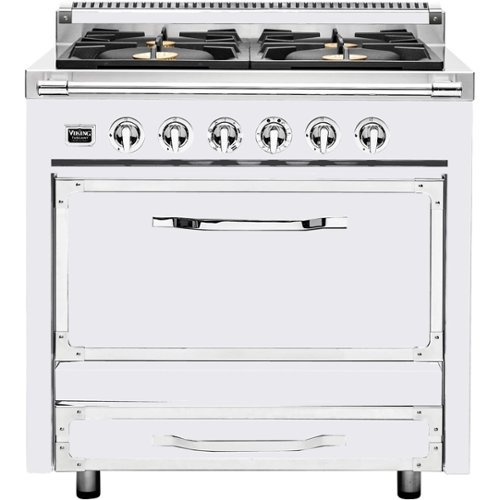 Viking - Tuscany 3.8 Cu. Ft. Freestanding Dual Fuel True Convection Range - Antique White-Front_Standard 