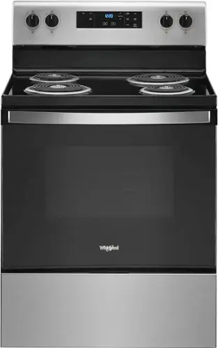 Front. Whirlpool - 4.8 Cu. Ft. Freestanding Electric Range with Keep Warm Setting - Stainless Steel.