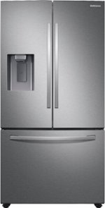 Samsung - 27 cu. ft. Large Capacity 3-Door French Door Refrigerator with External Water & Ice Dispenser - Stainless steel - Front_Standard