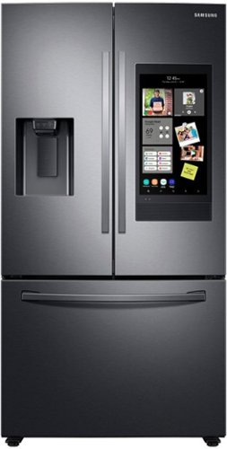 Samsung - 26.5 cu. ft. Large Capacity 3-Door French Door Refrigerator with Family Hub and External Water & Ice Dispenser - Black Stainless Steel