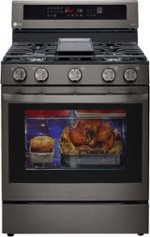 LG - 5.8 Cu. Ft. Freestanding Single Gas Convection Range with Wide InstaView Window and AirFry - Black stainless steel - Front_Standard