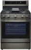 Front. LG - 5.8 Cu. Ft. Smart Freestanding Gas True Convection Range with EasyClean and InstaView - PrintProof Black Stainless Steel.