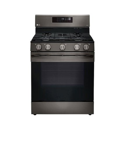LG - 5.8 Cu. Ft. Freestanding Gas True Convection Range with EasyClean, WideView Window and AirFry - Black stainless steel