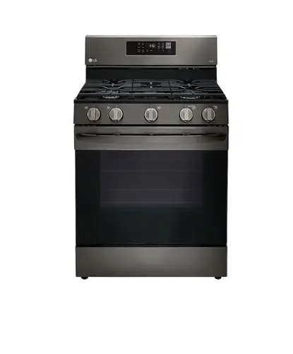 Front. LG - 5.8 Cu. Ft. Smart Freestanding Gas True Convection Range with EasyClean and AirFry - PrintProof Black Stainless Steel.