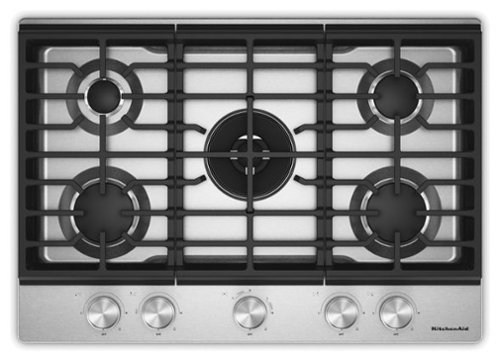 KitchenAid - 30" Gas Cooktop with 5 Burners and Integrated Wok Grate - Stainless Steel