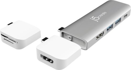 j5create - ULTRADRIVE Kit USB-C Dual-Display Modular Dock - Silver, White