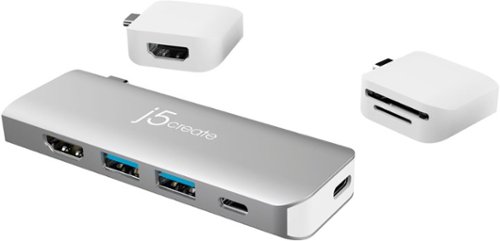 j5create ULTRADRIVE Kit USB-C Dual-Display Modular Dock - Silver, White WORLDWIDE DELIVERY