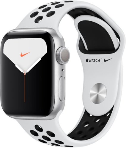 Geek Squad Certified Refurbished Apple Watch Nike Series 5 (GPS) 40mm Aluminum Case with Nike Sport Band - Silver Aluminum
