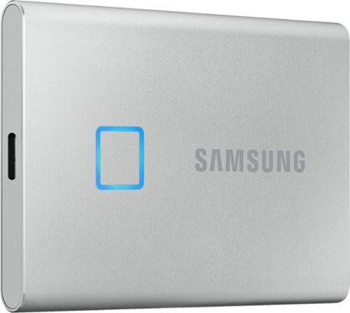 Samsung - Geek Squad Certified Refurbished Portable T7 Touch 2TB External USB 3.2 Gen 2 Portable SSD with Hardware Encryption - Silver
