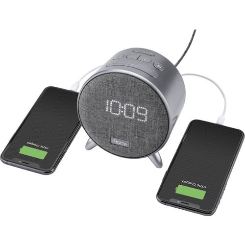 iHome PowerClock - Bluetooth Alarm Clock with Dual USB Charging and Ambient Light - Gray SHOP ONLINE