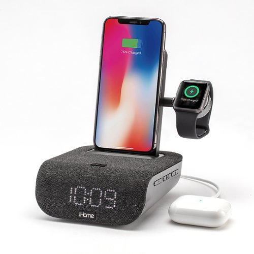 iHome TimeBase Pro+ - Bluetooth Alarm Clock with Triple Charging - Black WORLDWIDE DELIVERY