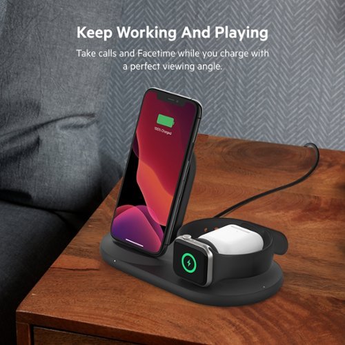 Belkin 3-in-1 Wireless Charger - Fast Charging Stand for iPhone, Watch & AirPods - Qi-Certified Charger - Case Compatible - Black SHOP ONLINE
