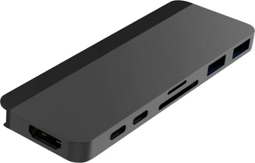 Hyper - DUO 7-Port USB-C Hub - USB-C Docking Station for Apple MacBook Pro and Air - Gray