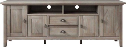 

Simpli Home - Redmond SOLID WOOD 72 inch Wide Transitional TV Media Stand in Distressed Grey For TVs up to 80 inches - Distressed Gray