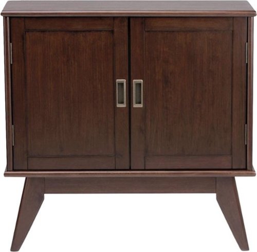 Simpli Home - Draper Mid Century Modern Rubberwood Low Storage Cabinet - Medium Auburn Brown