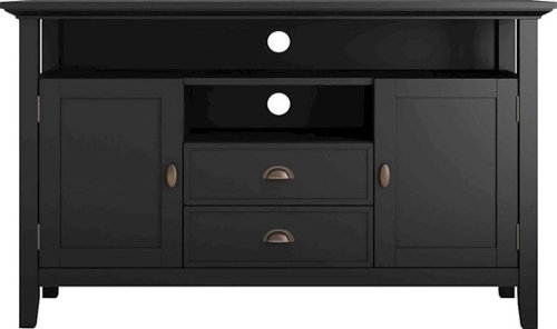 Simpli Home - Redmond SOLID WOOD 54 inch Wide Transitional TV Media Stand in Black For TVs up to 60 inches - Black