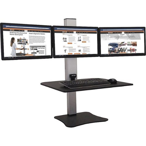 Victor - High Rise Electric Triple Monitor Standing Desk - Black, Aluminum