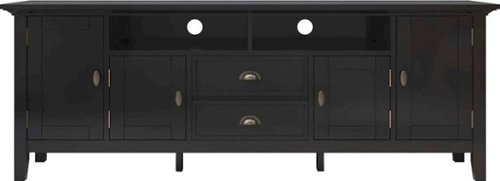 Simpli Home - Redmond SOLID WOOD 72 inch Wide Transitional TV Media Stand in Black For TVs up to 80 inches - Black