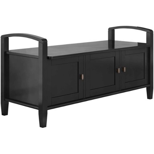 Simpli Home - Warm Shaker SOLID WOOD 44 inch Wide Transitional Entryway Storage Bench in - Black