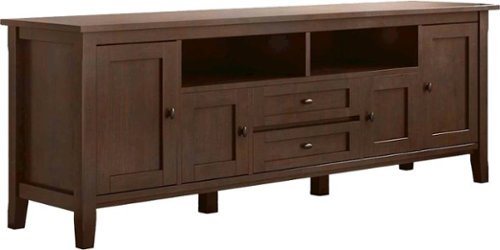 Simpli Home - Warm Shaker SOLID WOOD 72 inch Wide Transitional TV Media Stand in Russet Brown For TVs up to 80 inches - Russet Brown