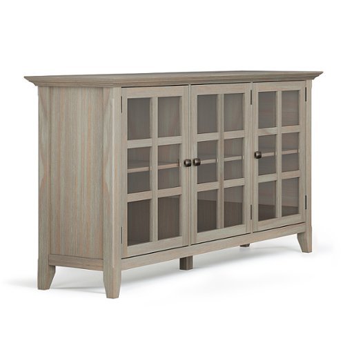 Simpli Home - Acadian SOLID WOOD 62 inch Wide Transitional Wide Storage Cabinet in Distressed Grey - Distressed Gray