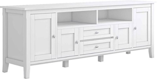 Simpli Home - Warm Shaker SOLID WOOD 72 inch Wide Transitional TV Media Stand in White For TVs up to 80 inches - White