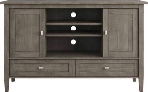 Simpli Home - Warm Shaker SOLID WOOD 47 inch Wide Transitional TV Media Stand in Farmhouse Grey For TVs up to 50 inches - Farmhouse Gray