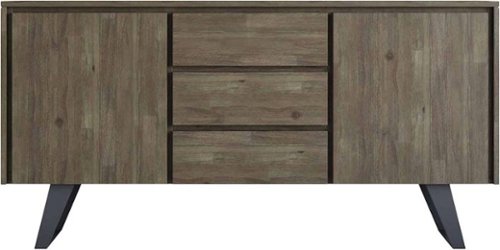 Simpli Home - Lowry Modern Industrial Acacia Wood And Metal 2-Door 3-Drawer Sideboard - Distressed Gray
