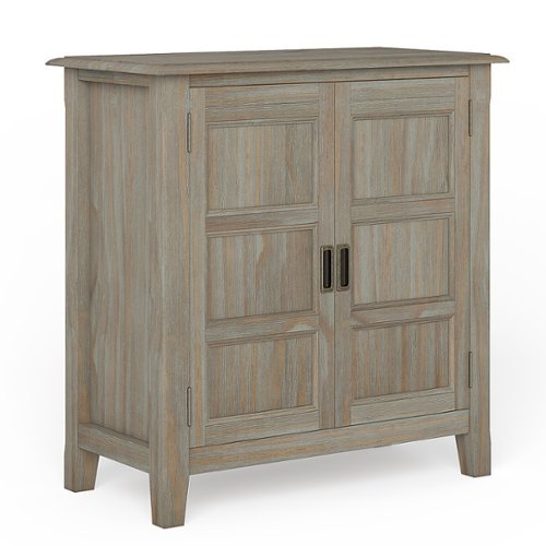 Simpli Home - Burlington SOLID WOOD 30 inch Wide Transitional Low Storage Cabinet in - Distressed Grey