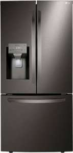 LG - 24.5 Cu. Ft. French Door Refrigerator with Wi-Fi - Black stainless steel - Front_Standard