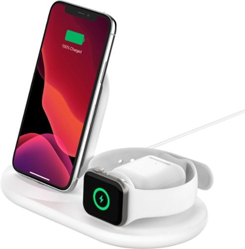 Belkin 3-in-1 Wireless Charger - Fast Charging Stand for iPhone, Watch & AirPods - Qi-Certified Charger - Case Compatible - White WHERE TO BUY