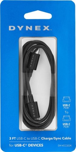 Dynex™ 3' USB Type C-to-USB Type C Charge-and-Sync Cable - Black WORLDWIDE DELIVERY