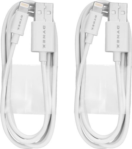 Dynex™ 3' USB Type A-to-Lightning Charge-and-Sync Cable (2-Pack) - White GLOBAL SHIPPING