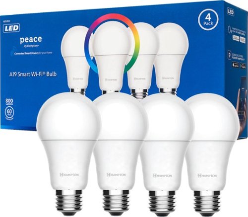  Peace by Hampton - A19 LED Smart Wi-Fi Bulb (4-Pack) - Full Color