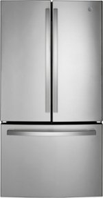 GE - 27.0 Cu. Ft. French Door Refrigerator with Internal Water Dispenser - Fingerprint resistant stainless steel - Front_Standard