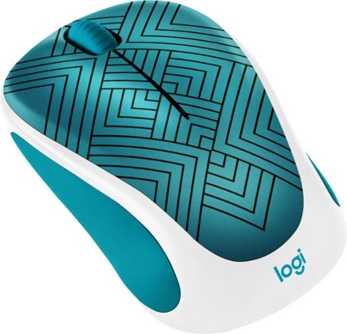 Logitech - Design Collection Wireless Optical Ambidextrous Mouse with Nano Receiver - Teal Maze