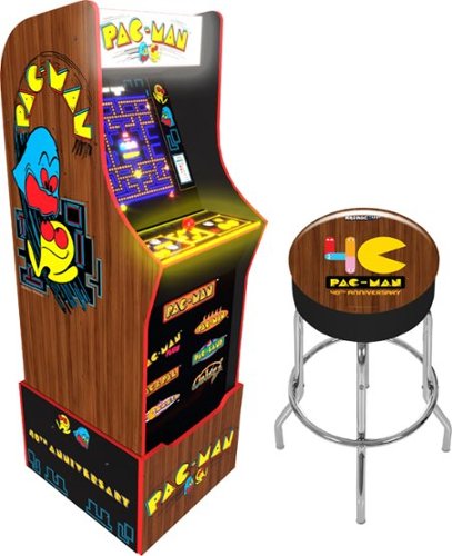 Arcade1Up - 40th Anniversary Pac-Man Special Edition Arcade Game Machine - Pac-Man Woodgrain/White